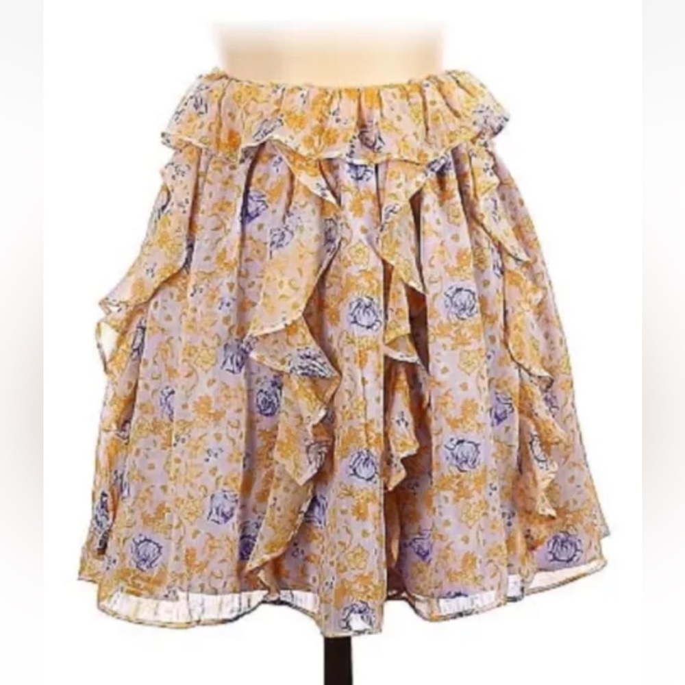 Majorelle Tyler Floral Ruffle Mini Skirt Preppy Summer Chiffon Sz XXS